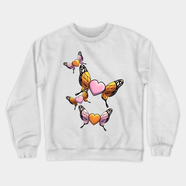 Butterfly Hearts Crewneck Sweatshirt by Elora0321